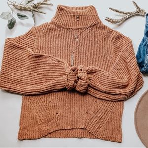 TURTLENECK BALLOON SLEEVE SWEATER TOP